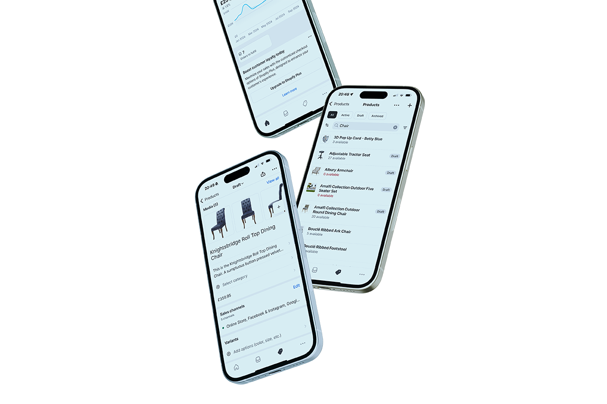 Shopify admin on mobile