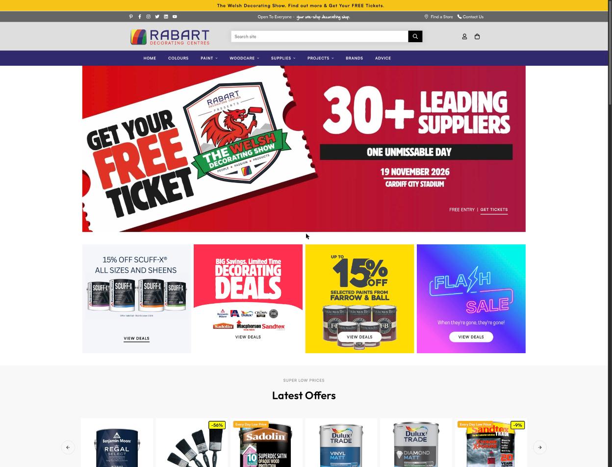 Rabart Decorating Centres Shopify website