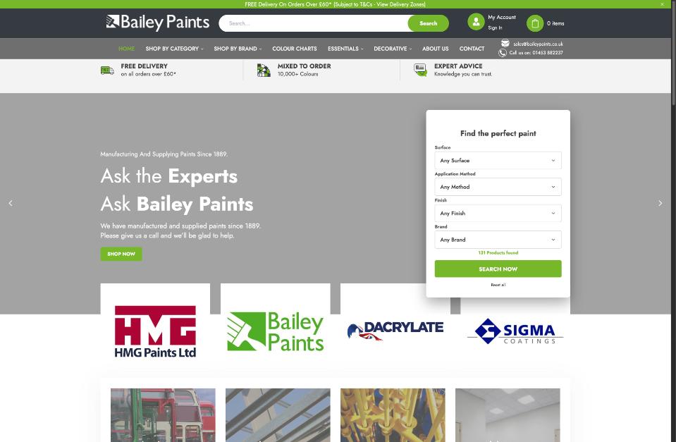 Bailey Paints Shopify website