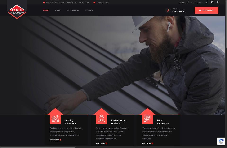 Rynik Carpentry and Building WordPress website