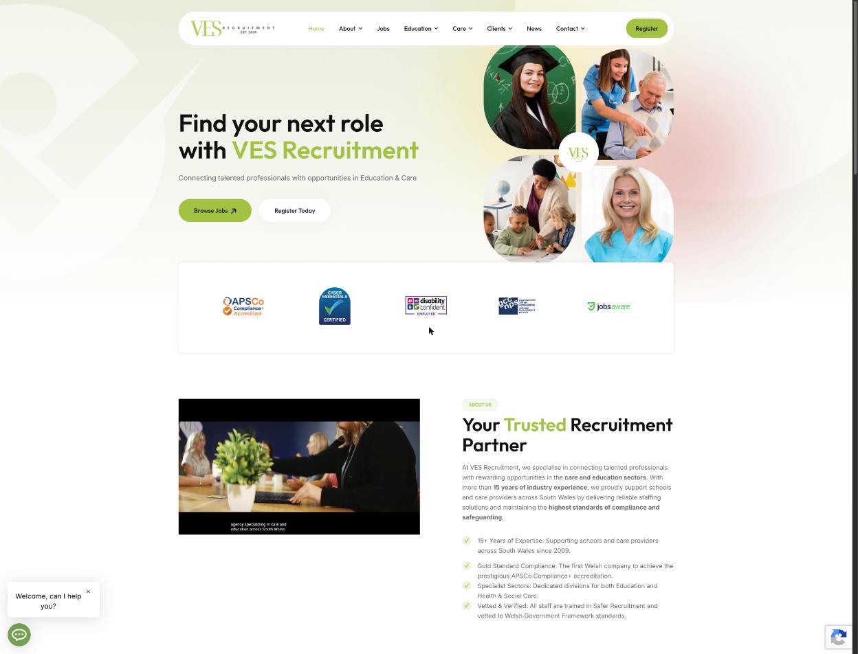 VES Recruitment WordPress website