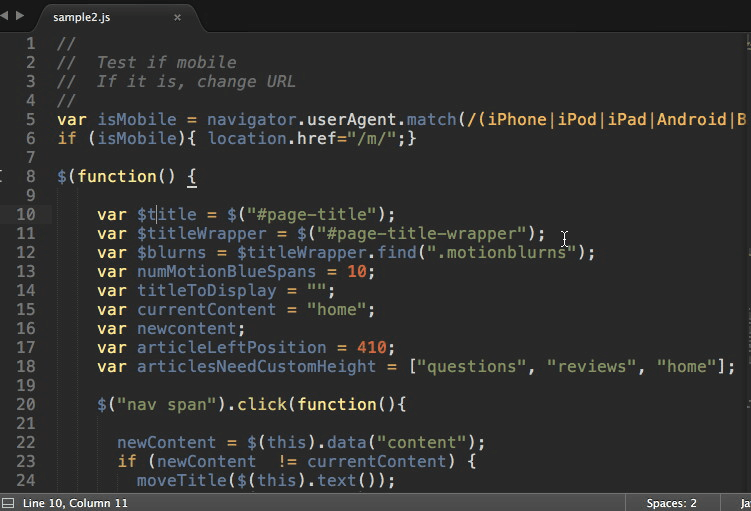 Code being written in an editor